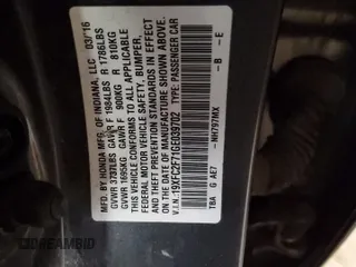 2016 Honda Civic Sedan EX with VIN 19XFC2F71GE039702, listed as a Copart auction lot 50177245 with 229,162 mi miles and Salvage Title. Bid and sale history available at carsss.com. Image 12.