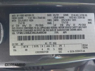 2022 Ford Escape SE Hybrid z VIN 1FMCU9BZ3NUA48539, wystawiony jako IAAI lot #42692826 z przebiegiem 62 778 mil mil oraz . Historia ofert i sprzedaży dostępna na DreamBid. Obrazek 9.