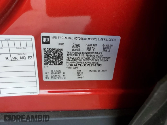 2023 GMC Terrain AT4 z VIN 3GKALYEG1PL244760, wystawiony jako Copart lot #57749645 z przebiegiem 16 832 mil mil oraz Szkoda całkowita • Salvage title. Historia ofert i sprzedaży dostępna na DreamBid. Obrazek 13.