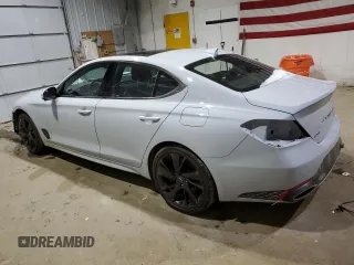 2022 Genesis G70 3.3T with VIN KMTG54TEXNU103314, listed as a Copart auction lot 50079415 with 46,603 mi miles and Salvage Title. Bid and sale history available at DreamBid. Image 2.