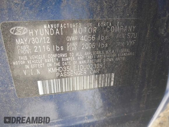 2013 Hyundai Elantra с VIN KMHD35LE1DU023391, выставлен на аукционе IAAI как лот 42569360 с пробегом 111 807 миль миль и . История ставок и продаж доступна на DreamBid. Изображение 9.