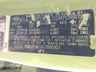 2018 Kia Soul + with VIN KNDJP3A59J7890907, listed as a IAAI auction lot 41916989 with 122,957 mi miles. Bid and sale history available at carsss.com. Image 9.