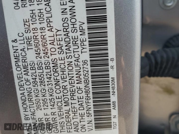 2022 Honda Pilot TrailSport z VIN 5FNYF6H80NB052736, wystawiony jako Copart lot #54579495 z przebiegiem 38 470 mil mil oraz Szkoda całkowita • Salvage title. Historia ofert i sprzedaży dostępna na DreamBid. Obrazek 13.