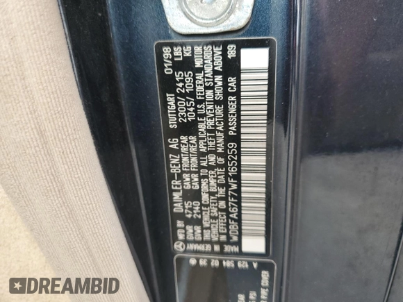1998 Mercedes-Benz SL-Class with VIN WDBFA67F7WF165259, listed as a Copart auction lot 73132364 with 99,948 mi miles and Salvage Title. Bid and sale history available at carsss.com. Image 12.