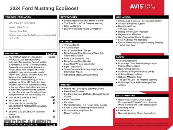 2024 Ford Mustang EcoBoost with VIN 1FA6P8TH6R5106562, listed as a Copart auction lot 62294245 with 37,905 mi miles and Non repairable. Bid and sale history available at DreamBid. Image 12.