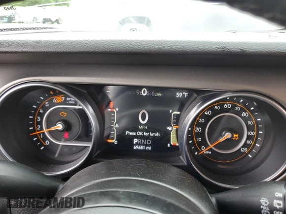 2023 Jeep Wrangler Sport S with VIN 1C4HJXDN6PW618252, listed as a Copart auction lot 55939455 with 69,681 mi miles and Salvage title. Bid and sale history available at DreamBid. Image 9.