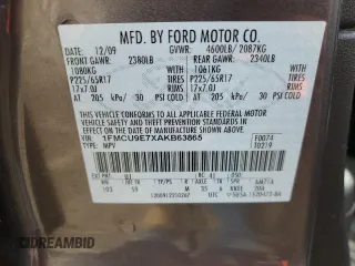 2010 Ford Escape Limited z VIN 1FMCU9E7XAKB63865, wystawiony jako Copart lot #51208285 z przebiegiem 177 517 mil mil oraz Czysty tytuł • Clean title. Historia ofert i sprzedaży dostępna na DreamBid. Obrazek 13.