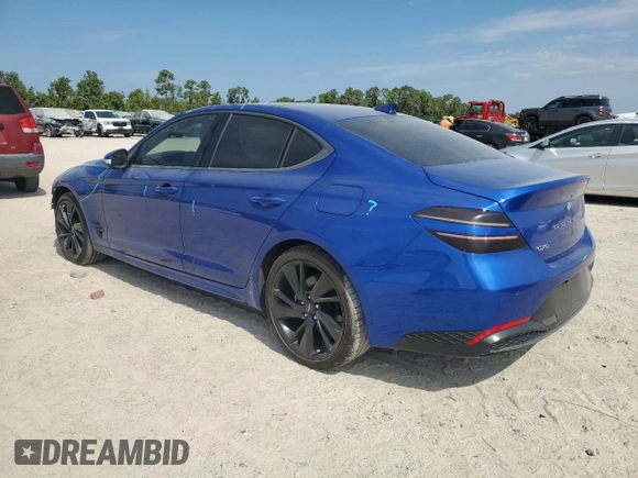 2023 Genesis G70 2.0T with VIN KMTG34TA9PU112334, listed as a Copart auction lot 67105774 with 8,369 mi miles and Salvage Title. Bid and sale history available at carsss.com. Image 2.