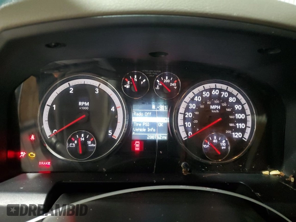 2011 Ram 2500 Laramie Longhorn with VIN 3D7UT2CL8BG504097, listed as a Copart auction lot 57214505 with 288,752 mi miles and Salvage title. Bid and sale history available at DreamBid. Image 9.