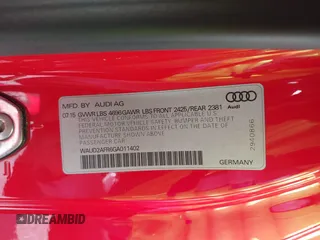 2016 Audi A5 Premium z VIN WAUD2AFR6GA011402, wystawiony jako IAAI lot #42229968 z przebiegiem 63 365 mil mil oraz . Historia ofert i sprzedaży dostępna na DreamBid. Obrazek 9.