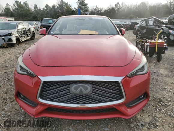 2017 Infiniti Q60 Red Sport 400 with VIN JN1FV7EK9HM610291, listed as a Copart auction lot 45558145 with 56,940 mi miles and Salvage title. Bid and sale history available at DreamBid. Image 5.