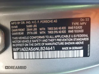 2022 Porsche Macan S с VIN WP1AG2A56NLB24641, выставлен на аукционе Copart как лот 47039905 с пробегом 41 975 миль миль и Списание • Salvage title. История ставок и продаж доступна на DreamBid. Изображение 14.