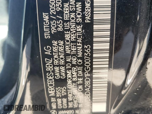 1993 Mercedes-Benz 190 z VIN WDBDA28D1PG007363, wystawiony jako Copart lot #53259095 z przebiegiem 85 393 mil mil oraz Nie do naprawy • Non repairable. Historia ofert i sprzedaży dostępna na DreamBid. Obrazek 12.