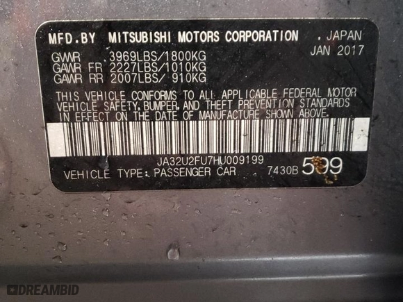 2017 Mitsubishi Lancer ES with VIN JA32U2FU7HU009199, listed as a Copart auction lot 44804555 with 81579 miles and Salvage Title. Bid and sale history available at carsss.com. Image 12.