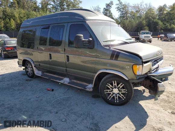 2002 Ford Econoline Cargo with VIN 1FDRE14W62HB15506, listed as a Copart auction lot 74686494 with 253,296 mi miles and Salvage Title. Bid and sale history available at DreamBid. Image 4.