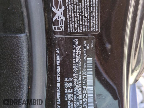 2014 BMW 4 Series 428i xDrive with VIN WBA3N5C5XEK197125, listed as a Copart auction lot 61823835 with 206,902 mi miles and Salvage title. Bid and sale history available at DreamBid. Image 12.