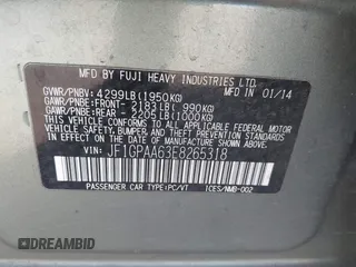 2014 Subaru Impreza 2.0i z VIN JF1GPAA63E8265318, wystawiony jako IAAI lot #42361019 z przebiegiem 193 833 mil mil oraz . Historia ofert i sprzedaży dostępna na DreamBid. Obrazek 9.