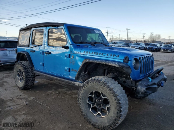 2022 Jeep Wrangler 4xe Unlimited Rubicon with VIN 1C4JJXR68NW190233, listed as a Copart auction lot 43017565 with 58,032 mi miles and Salvage Title. Bid and sale history available at carsss.com. Image 4.