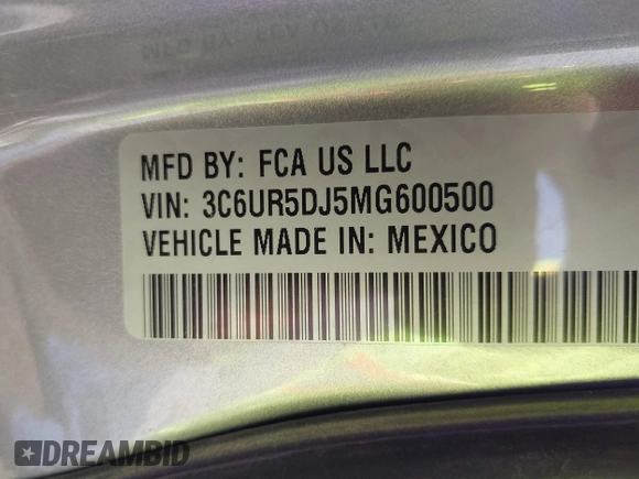 2021 Ram 2500 Big Horn with VIN 3C6UR5DJ5MG600500, listed as a IAAI auction lot 42338348 with 119,115 mi miles and . Bid and sale history available at DreamBid. Image 9.