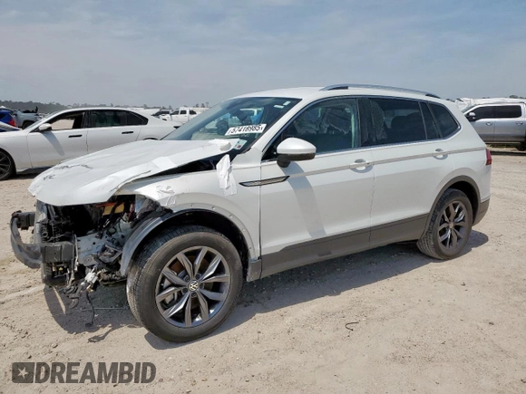 2023 Volkswagen Tiguan SE with VIN 3VV3B7AX7PM117286, listed as a Copart auction lot 57418985 with 21,162 mi miles and Salvage title. Bid and sale history available at DreamBid. Image 1.