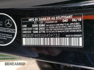 2018 Mercedes-Benz E-Class E 300 with VIN WDDZF4KB3JA459732, listed as a Copart auction lot 60569182 with 0 mi miles. Bid and sale history available at carsss.com. Image 10.