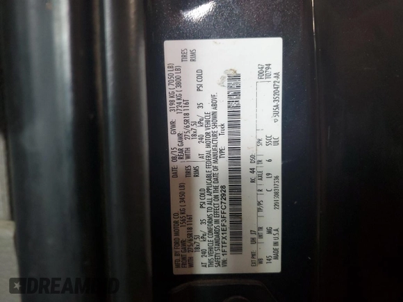 2015 Ford F-150 XLT с VIN 1FTFX1EF3FFC72928, выставлен на аукционе Copart как лот 60552795 с пробегом 190 196 миль миль и Списание • Salvage title. История ставок и продаж доступна на DreamBid. Изображение 12.