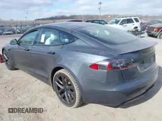 2021 Tesla Model S Plaid with VIN 5YJSA1E60MF455768, listed as a IAAI auction lot 41603504 with 27,398 mi miles. Bid and sale history available at carsss.com. Image 3.