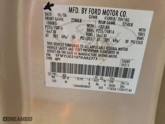 2007 Ford Escape XLT with VIN 1FMYU03197KA62373, listed as a Copart auction lot 50917165 with 150,893 mi miles and Clean Title. Bid and sale history available at carsss.com. Image 13.