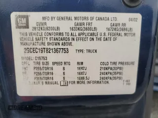 2002 Chevrolet Silverado 1500 LS with VIN 2GCEC19T821367753, listed as a Copart auction lot 53309575 with 321,807 mi miles and Salvage Title. Bid and sale history available at carsss.com. Image 14.