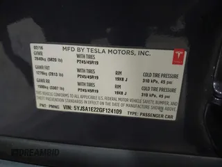 2016 Tesla Model S 90D with VIN 5YJSA1E22GF124109, listed as a IAAI auction lot 42487466 with 83,593 mi miles and . Bid and sale history available at DreamBid. Image 9.