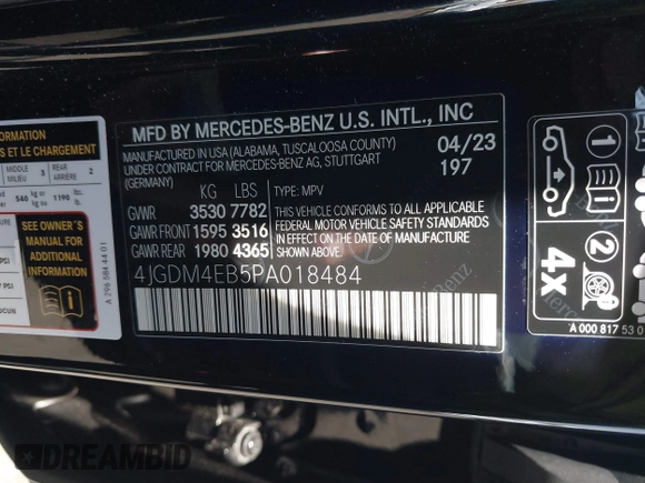 2023 Mercedes-Benz EQS 580 z VIN 4JGDM4EB5PA018484, wystawiony jako IAAI lot #42451530 z przebiegiem 24 293 mil mil oraz . Historia ofert i sprzedaży dostępna na DreamBid. Obrazek 9.