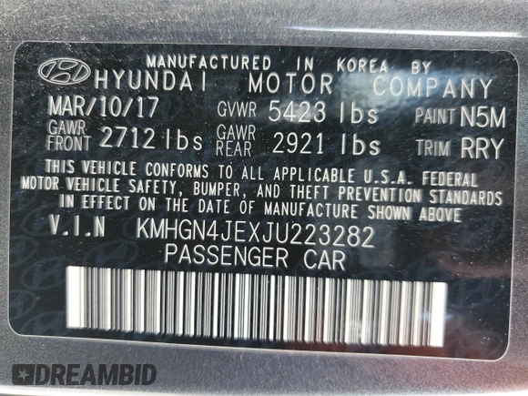2018 Genesis G80 3.8L with VIN KMHGN4JEXJU223282, listed as a Copart auction lot 79224484 with 113,918 mi miles and Salvage title. Bid and sale history available at DreamBid. Image 12.