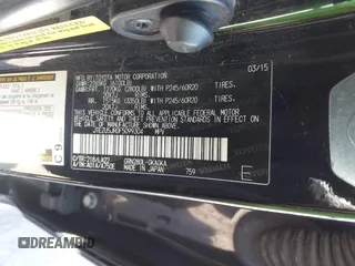 2015 Toyota 4Runner SR5 with VIN JTEZU5JR0F5099304, listed as a IAAI auction lot 41402661 with 192,122 mi miles and . Bid and sale history available at DreamBid. Image 9.
