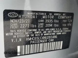 2022 Hyundai Ioniq Blue with VIN KMHC65LC4NU281486, listed as a Copart auction lot 56643665 with 53,396 mi miles and Salvage title. Bid and sale history available at DreamBid. Image 14.