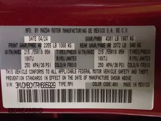 2024 Mazda CX-30 S Preferred with VIN 3MVDMBCM7RM685929, listed as a IAAI auction lot 41574303 with 7,928 mi miles and . Bid and sale history available at DreamBid. Image 9.