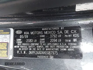 2019 Kia Forte LXS with VIN 3KPF24AD6KE087975, listed as a IAAI auction lot 42462277 with 102,142 mi miles and . Bid and sale history available at DreamBid. Image 9.