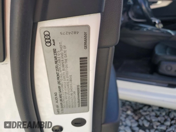 2017 Audi A4 Premium с VIN WAUGNAF44HN000918, выставлен на аукционе Copart как лот 88773775 с пробегом 80 744 миль миль и Списание • Salvage title. История ставок и продаж доступна на DreamBid. Изображение 12.