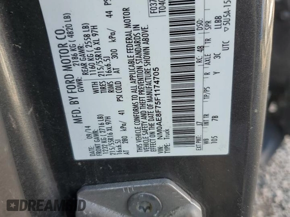 2015 Ford Transit Connect XLT with VIN NM0AE8F75F1174705, listed as a Copart auction lot 42344885 with 295,821 mi miles and Clean title. Bid and sale history available at DreamBid. Image 13.