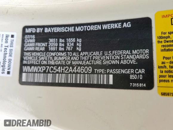 2017 MINI Hardtop Cooper S with VIN WMWXP7C54H2A44609, listed as a Copart auction lot 47864235 with 70,729 mi miles and Salvage title. Bid and sale history available at DreamBid. Image 13.