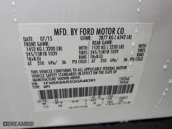 2016 Ford Utility Police Interceptor with VIN 1FM5K8AR3GGA48391, listed as a Copart auction lot 50031855 with 0 mi miles and Salvage Title. Bid and sale history available at carsss.com. Image 14.