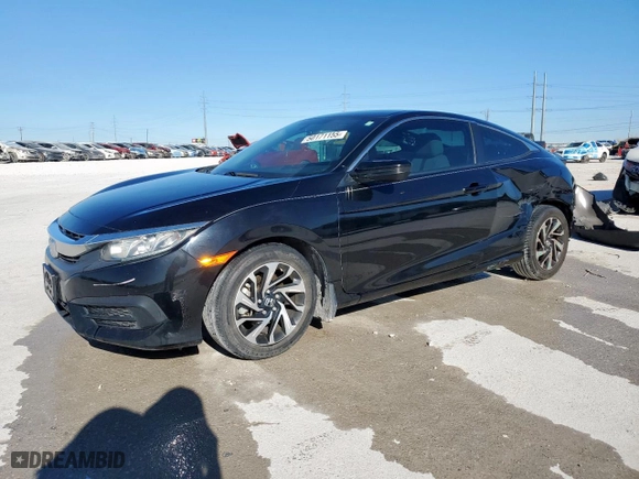 2018 Honda Civic Coupe LX with VIN 2HGFC4B51JH301473, listed as a Copart auction lot 50171155 with 57,028 mi miles and Salvage Title. Bid and sale history available at carsss.com. Image 1.