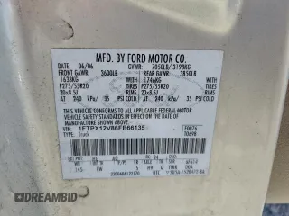 2006 Ford F-150 XL с VIN 1FTPX12V86FB66135, выставлен на аукционе Copart как лот 49685665 с пробегом 347 573 миль миль и Списание • Salvage title. История ставок и продаж доступна на DreamBid. Изображение 12.