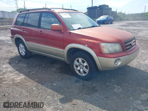 2003 Toyota Highlander z VIN JTEGD21A630057633, wystawiony jako IAAI lot #42308391 z przebiegiem Nie podano mil oraz . Historia ofert i sprzedaży dostępna na DreamBid. Obrazek 1.