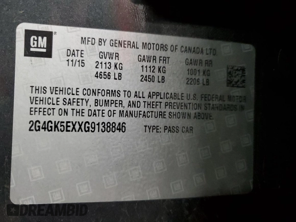 2016 Buick Regal z VIN 2G4GK5EXXG9138846, wystawiony jako Copart lot #61006775 z przebiegiem 107 580 mil mil oraz Szkoda całkowita • Salvage title. Historia ofert i sprzedaży dostępna na DreamBid. Obrazek 12.