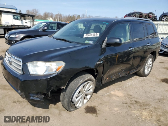 2010 Toyota Highlander Hybrid with VIN JTEBW3EH3A2044387, listed as a Copart auction lot 48630495 with 57,428 mi miles and Salvage Title. Bid and sale history available at carsss.com. Image 1.