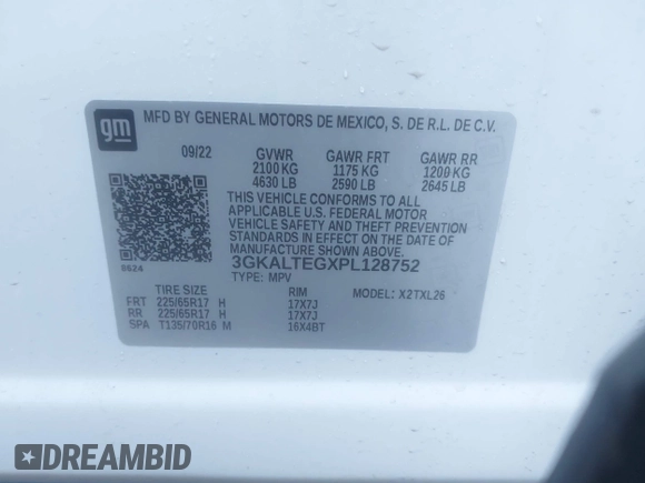 2023 GMC Terrain SLE with VIN 3GKALTEGXPL128752, listed as a IAAI auction lot 41660884 with 20,085 mi miles. Bid and sale history available at carsss.com. Image 9.