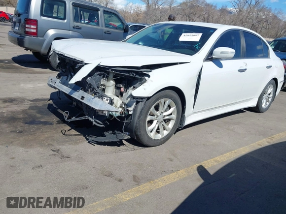2013 Hyundai Genesis 3.8L with VIN KMHGC4DD4DU250393, listed as a IAAI auction lot 41854097 with 147,751 mi miles and . Bid and sale history available at DreamBid. Image 2.
