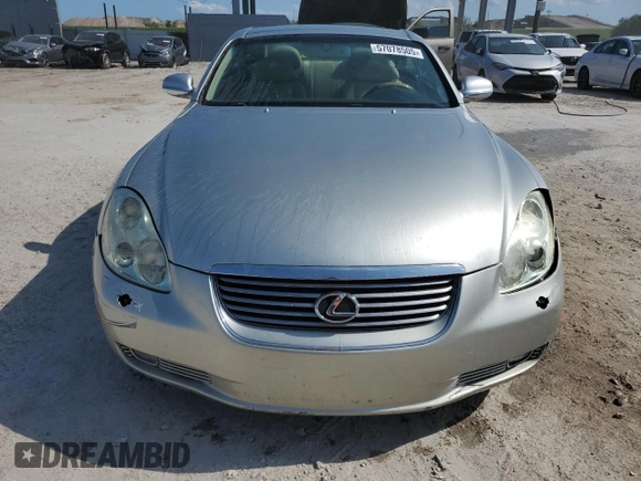 2002 Lexus SC 430 with VIN JTHFN48Y120002712, listed as a Copart auction lot 57078505 with 129,826 mi miles and Salvage Title. Bid and sale history available at DreamBid. Image 5.