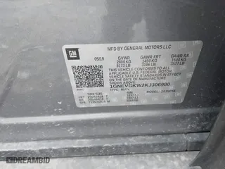 2019 Chevrolet Traverse LT Cloth with VIN 1GNEVGKW2KJ306980, listed as a IAAI auction lot 41718999 with 59,315 mi miles. Bid and sale history available at carsss.com. Image 9.