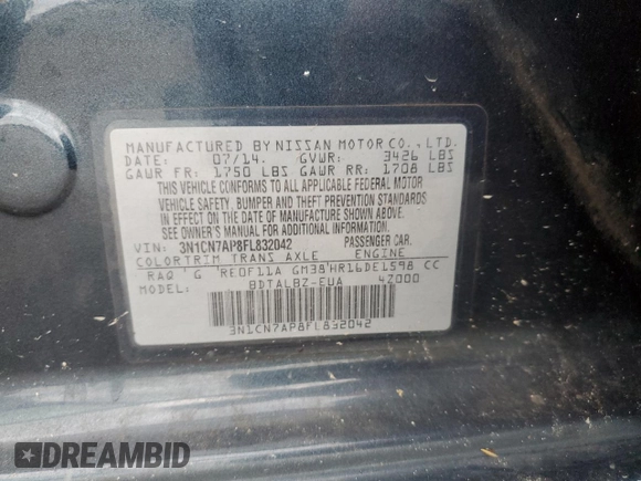 2015 Nissan Versa SV z VIN 3N1CN7AP8FL832042, wystawiony jako Copart lot #55859655 z przebiegiem 157 949 mil mil oraz Szkoda całkowita • Salvage title. Historia ofert i sprzedaży dostępna na DreamBid. Obrazek 12.